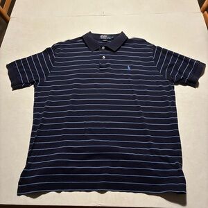Vintage Polo Ralph Lauren Navy Blue Striped Shirt Men’s Size XL